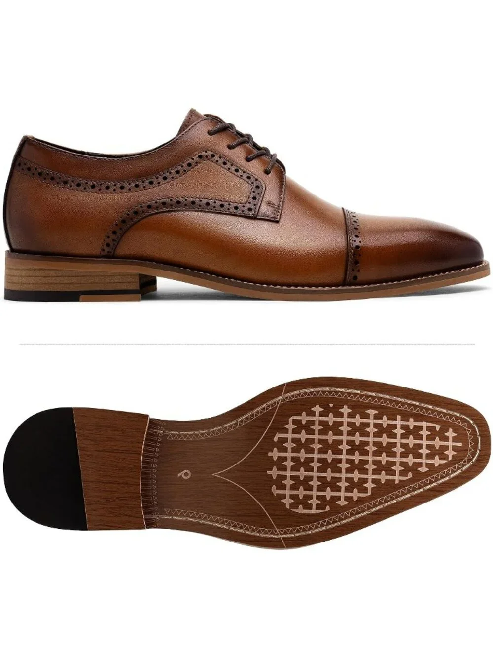 Men's Brown 1 Lace LaTeX Insoles Classic Oxford Business Formal Dress Shoes